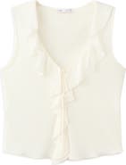 MANGO Ruffle Detail V-Neck Top