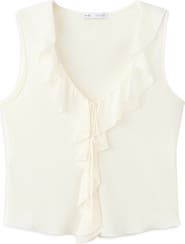 MANGO Ruffle Detail V-Neck Top
