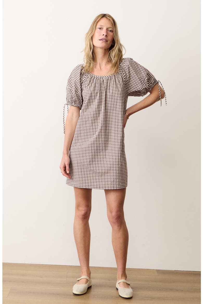 Aleca Gingham Pima Cotton Minidress, Alternate, color, CHOCOLATE GINGHAM