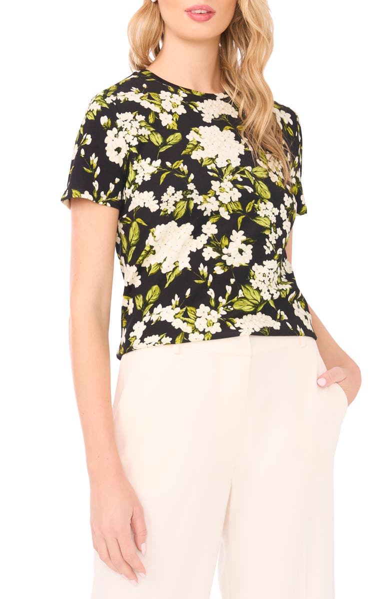 Ted Baker Willow Floral Jersey T-Shirt, Main, color, Rich Black