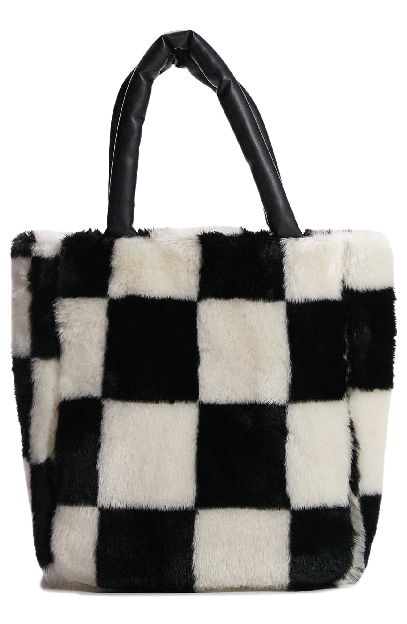 Topshop Tabby Large Check Tote Bag, Alternate, color, 