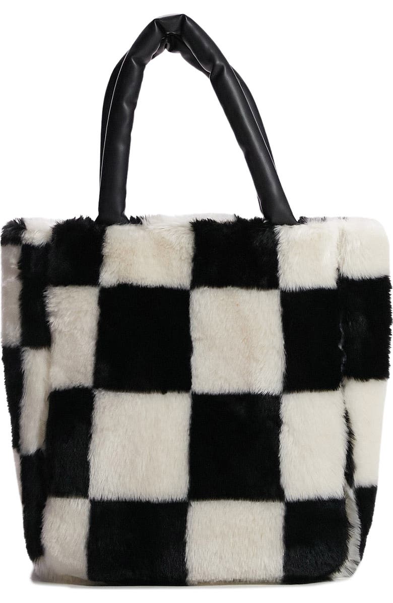 Topshop Tabby Large Check Tote Bag, Alternate, color,