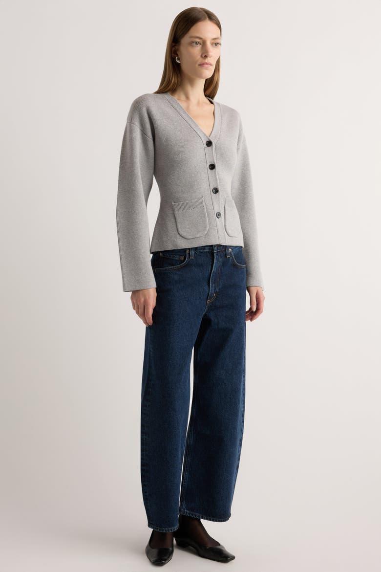 Elinor Organic Cotton-Wool V-Neck Cardigan, Alternate, color, Light Graphite