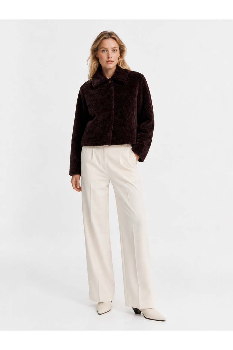 Legato Shorn Merino Shearling Jacket, Alternate, color, Burgundy