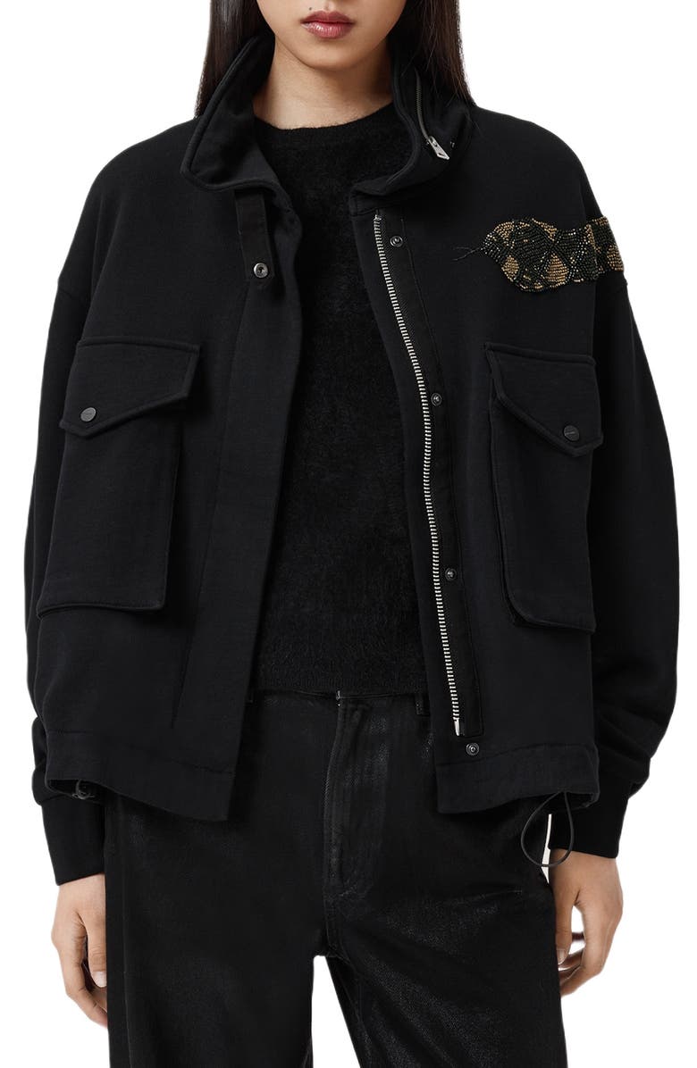 AllSaints Ouros Claire Jacket, Alternate, color, Black