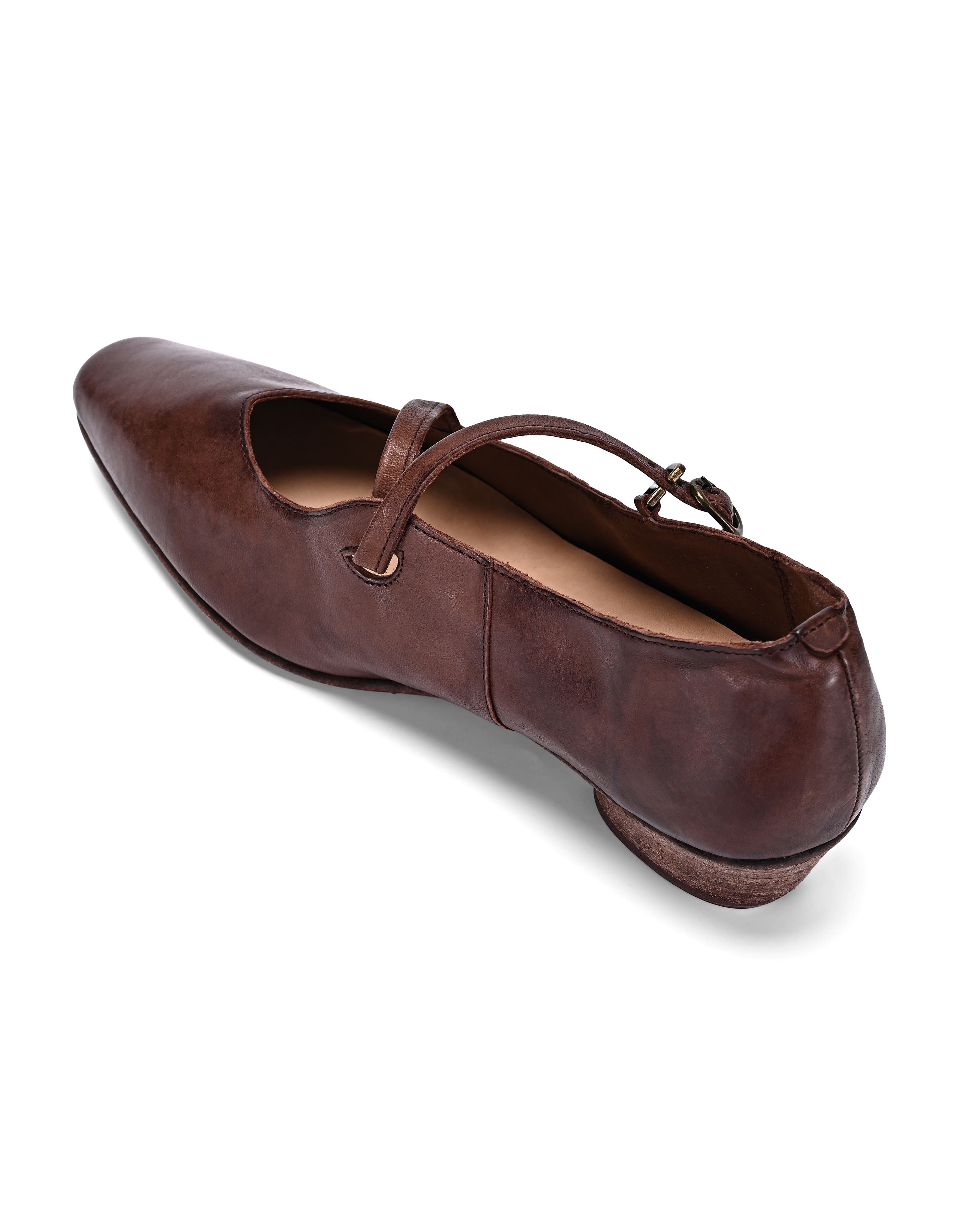 Ribbon Genuine Leather Elegant Strap Mary Jane Heel, Alternate, color, Coffee