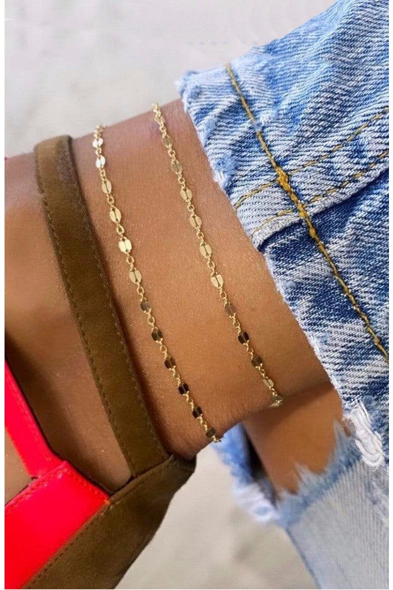 Charlene Layered Anklet, Alternate, color, YELLOW GOLD