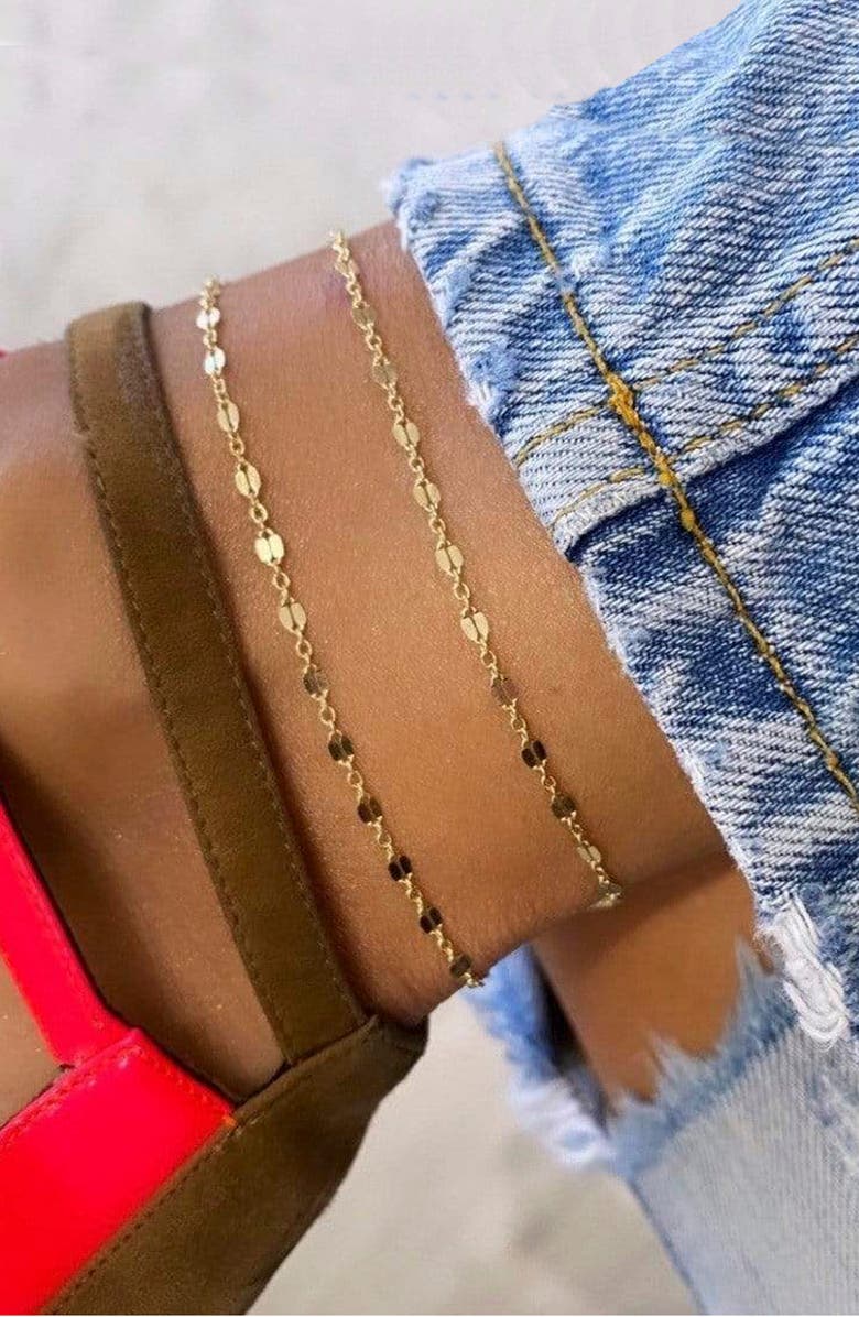 Jennifer Zeuner Charlene Layered Anklet, Alternate, color, Yellow Gold