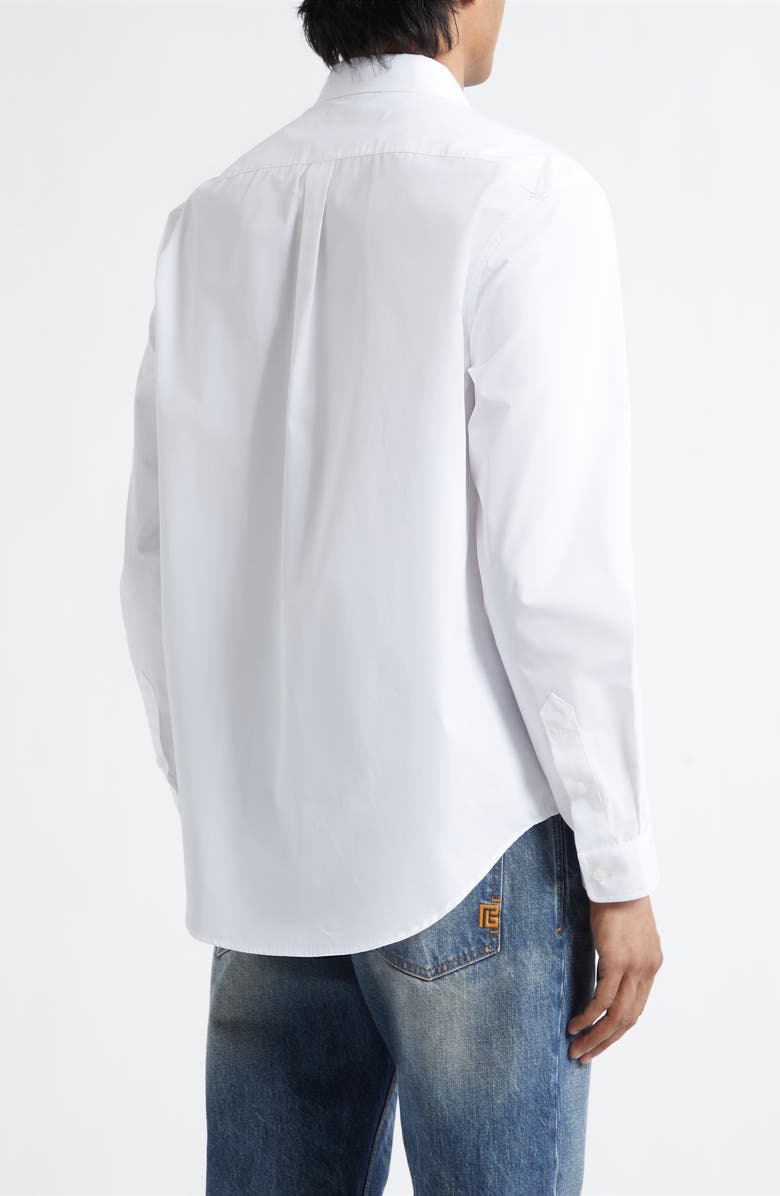 Balmain Cotton Poplin Button-Down Shirt, Alternate, color, 0Fb Optical White