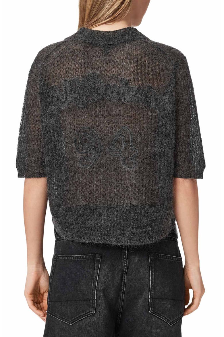Anabel Mohair & Merino Wool Blend Polo Tee, Alternate, color, GRAPHITE GREY
