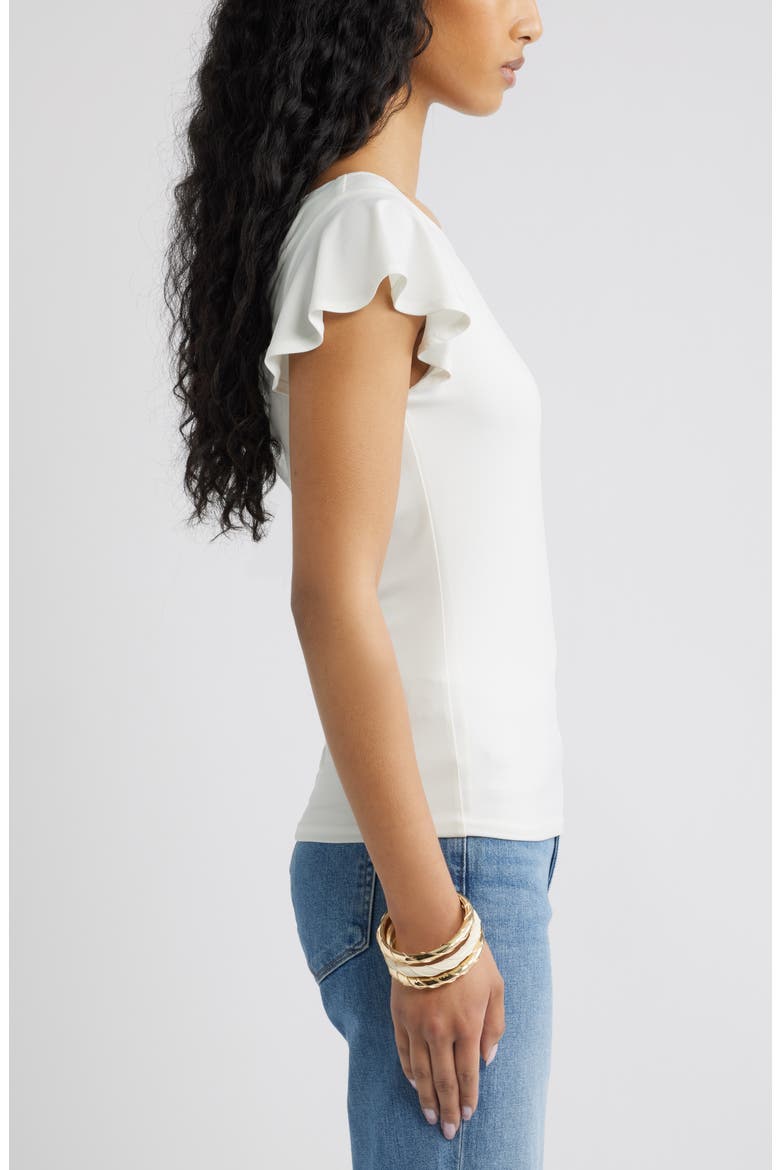 Flutter Sleeve Top, Alternate, color, IVORY