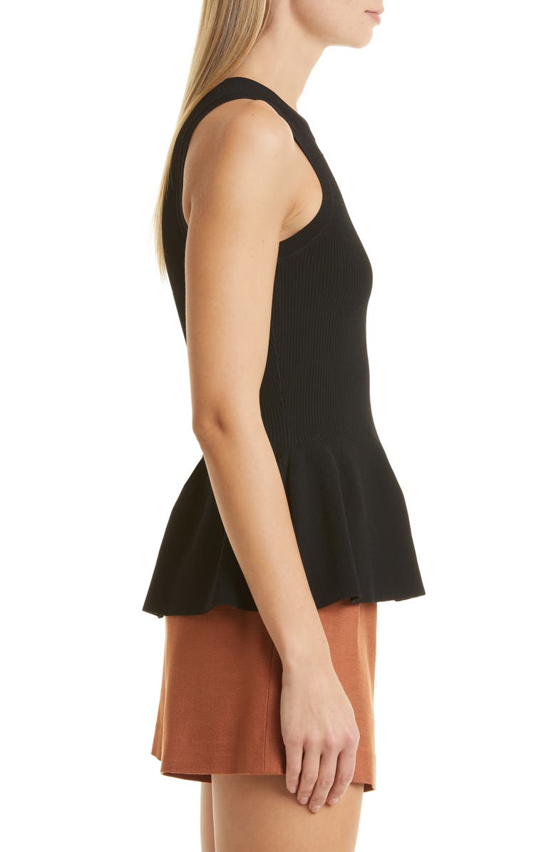 Veronica Beard Arago Rib Knit Peplum Tank, Alternate, color,