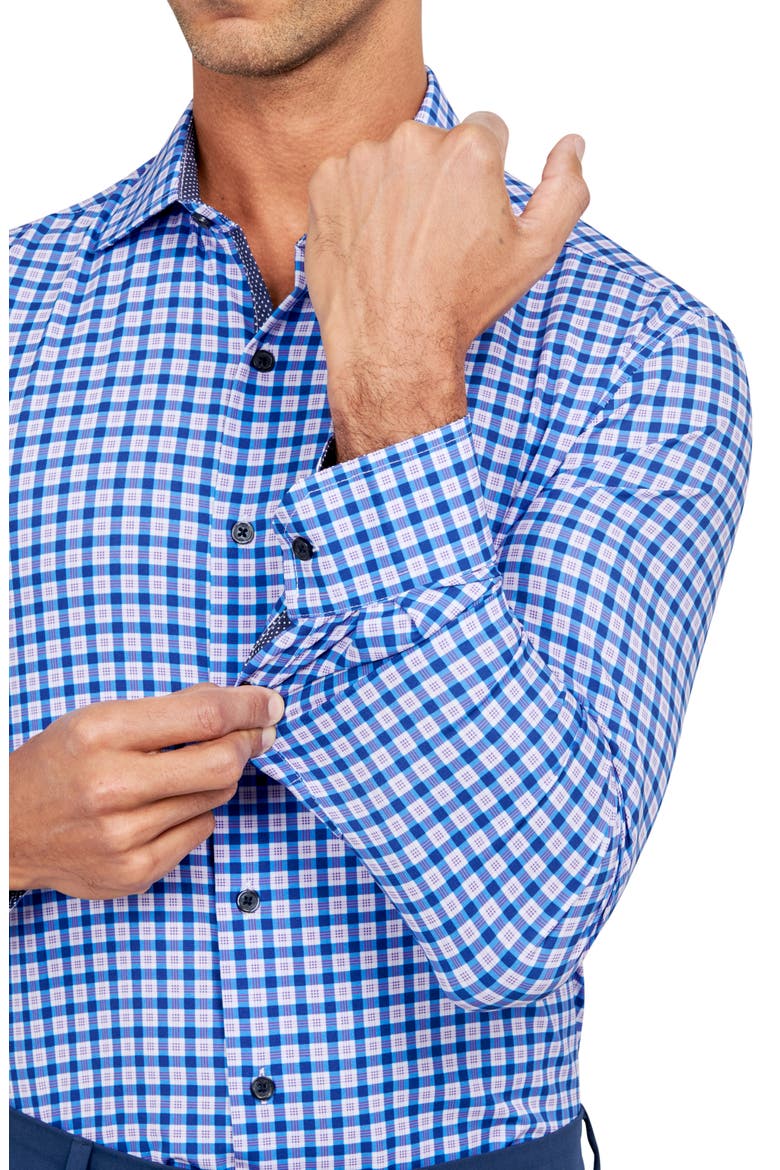 Check Performance Dress Shirt, Alternate, color, LILAC/ BLUE