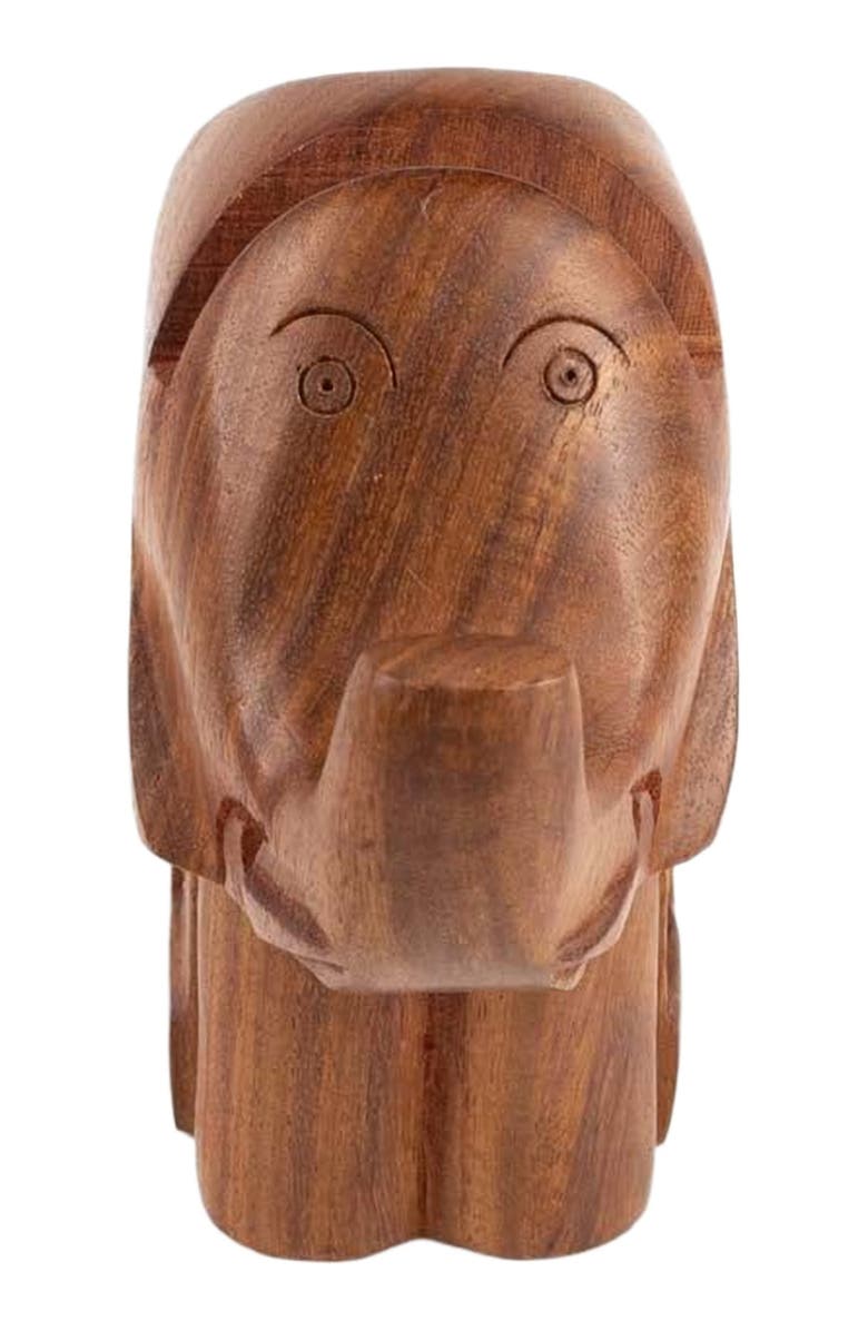 Matr Boomie Elephant Eyeglass Holder Stand - Hand Carved Wood, Alternate, color, Brown