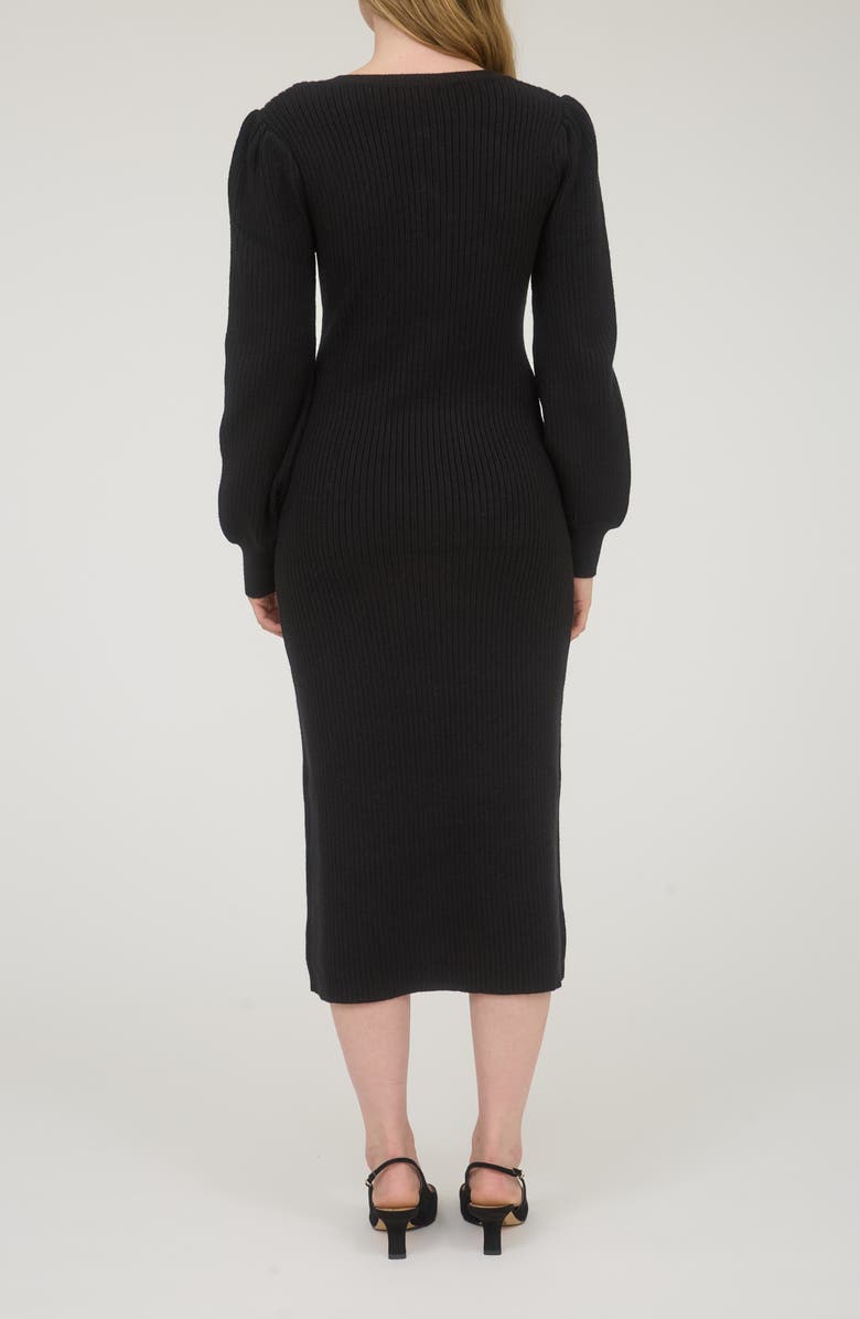 AUGUST SKY Long Sleeve Sweater Dress, Alternate, color, Black