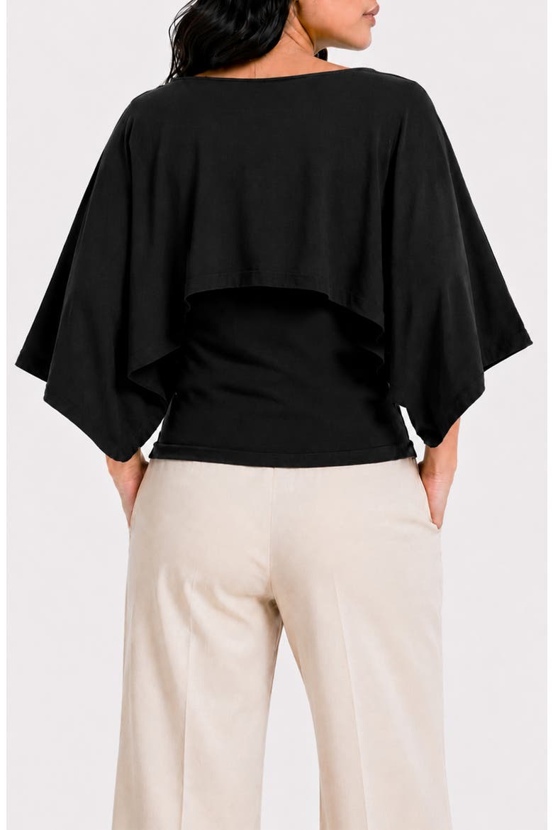 Noble Cape Dolman Top, Alternate, color, BLACK