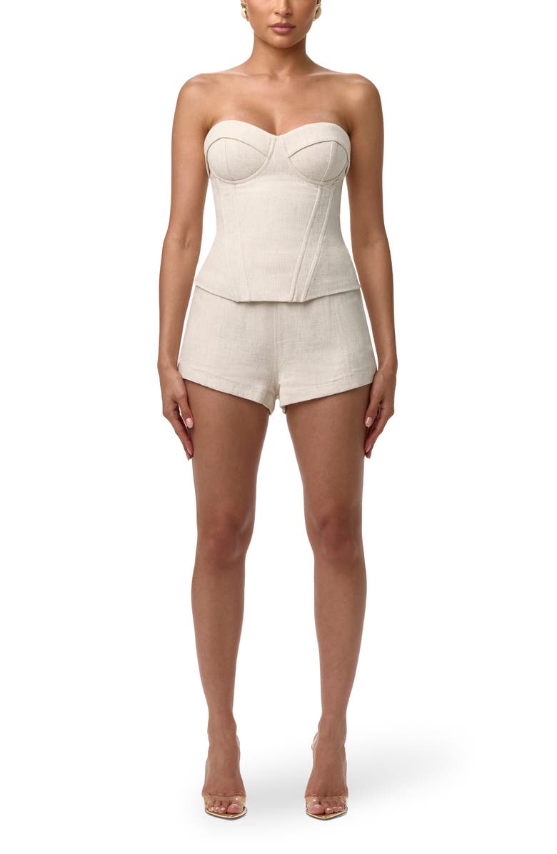 Naked Wardrobe San Tropez High Waist Shorts, Alternate, color, Cream