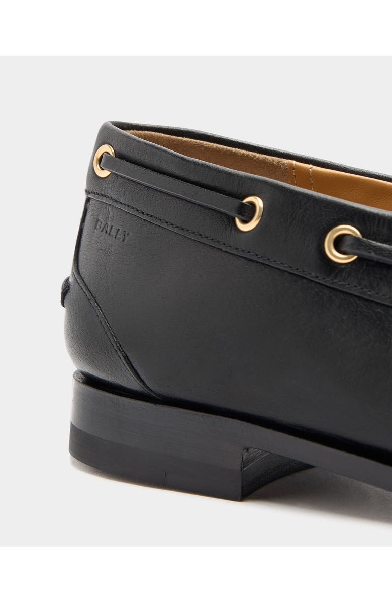 Bally Plume Moccasin in Leather, Alternate, color, Black/Black