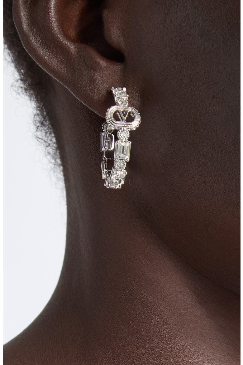 VLOGO Crystal Hoop Earrings, Alternate, color, CRYSTAL