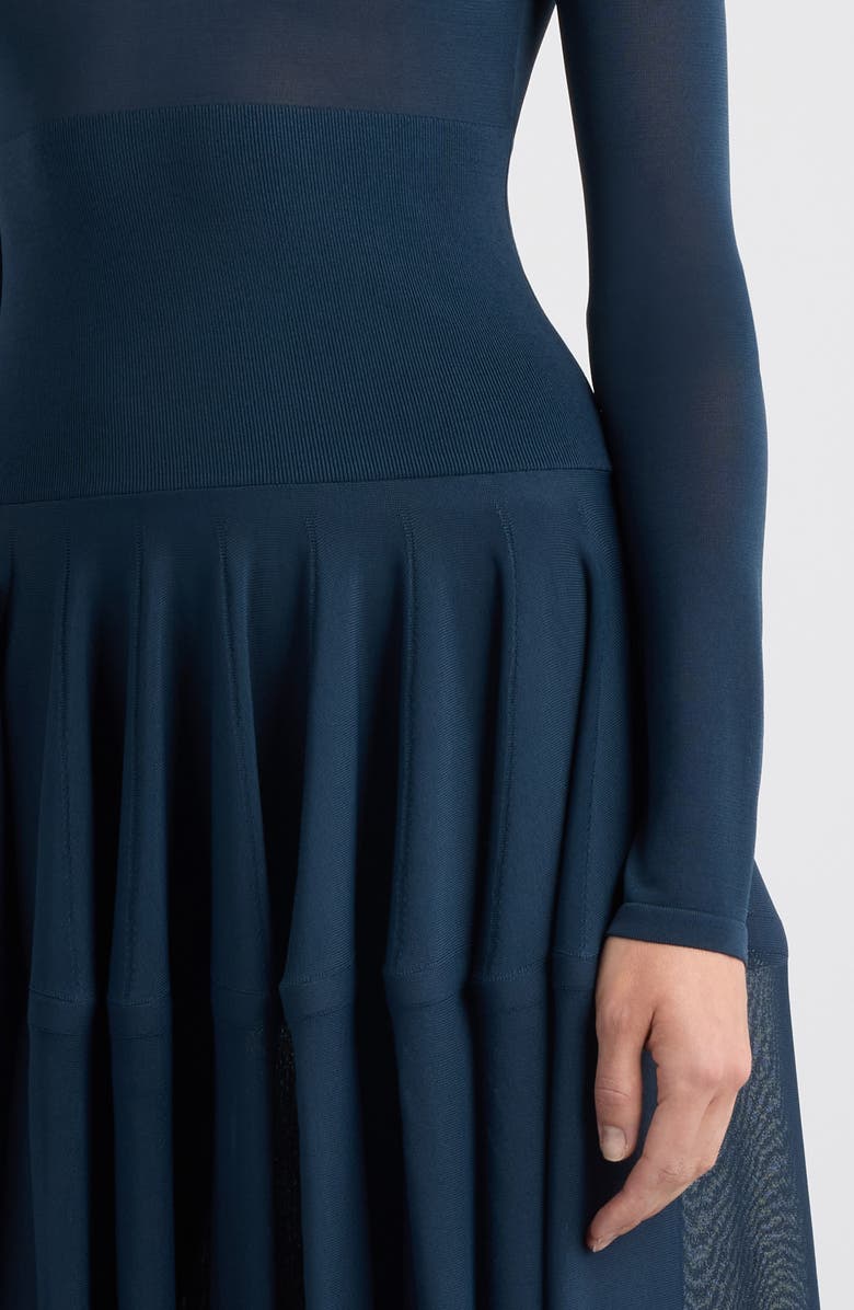 Alaïa Long Sleeve Peplum Midi Dress, Alternate, color, Marine