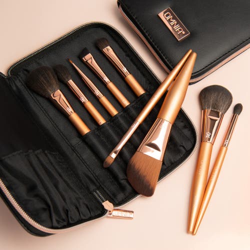 Omnia Brush Rose Gold 9pc Makeup Brush Set In Black
