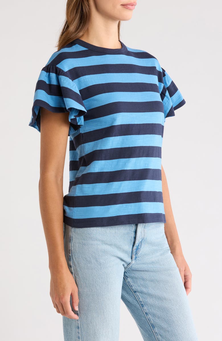 Nation LTD Camille Stripe Ruffle Sleeve Cotton T-Shirt, Alternate, color,