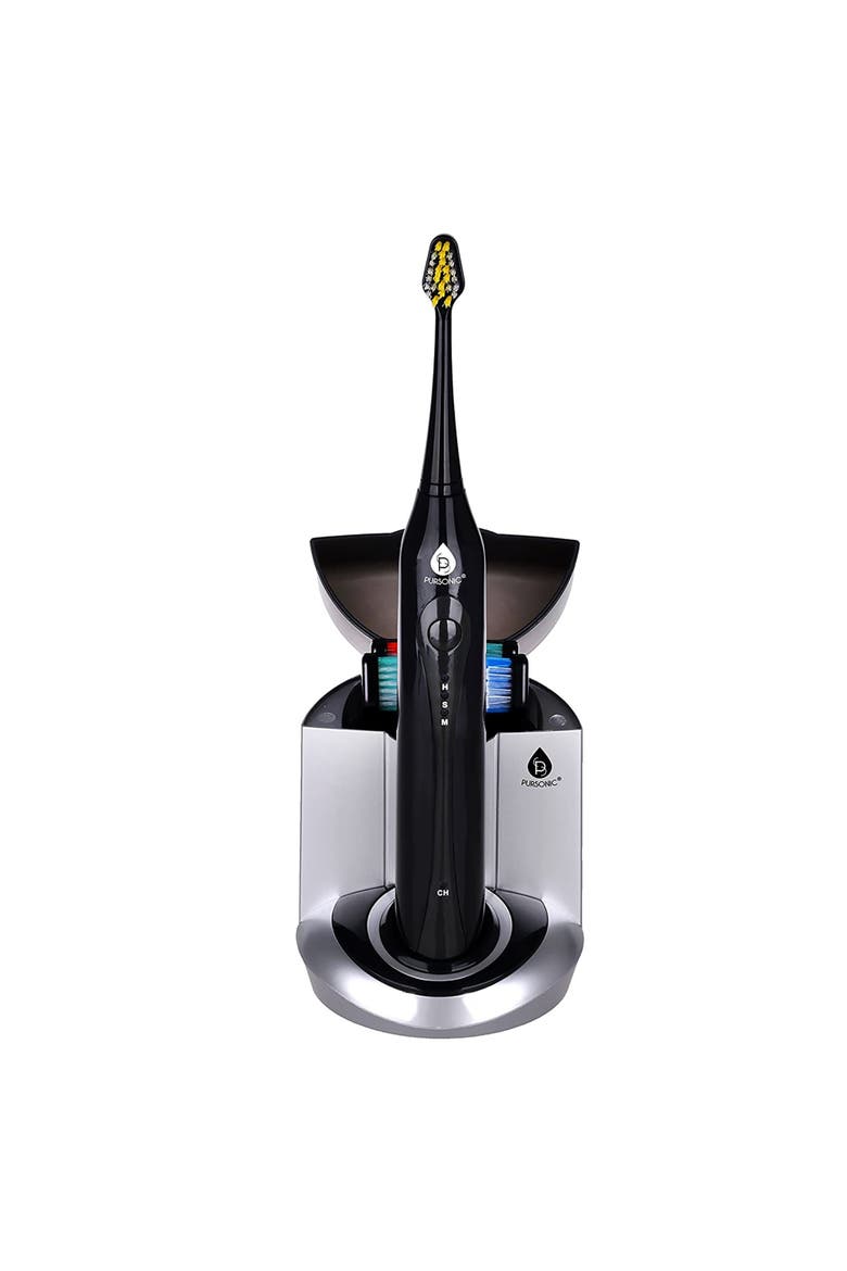 Electric Toothbrush with UV Sanitizer, Main, color, BLACK