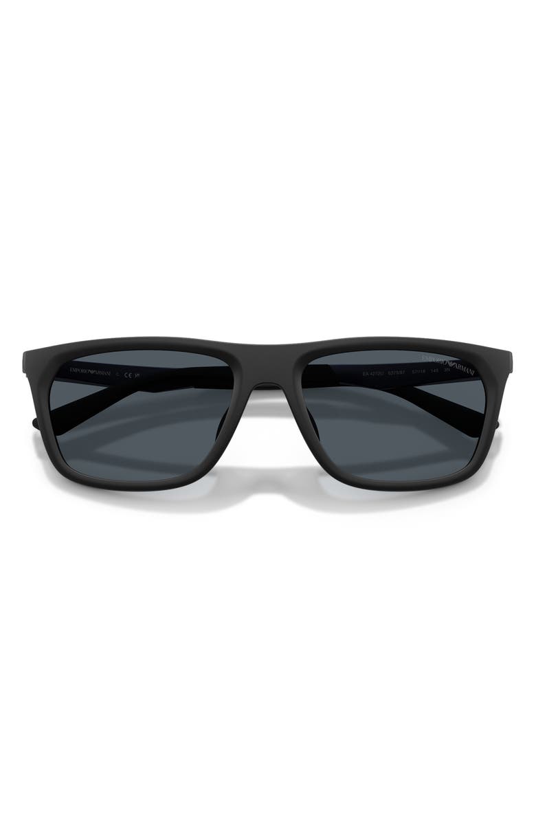 Emporio Armani 57mm Pillow Sunglasses, Alternate, color, Matte Black / Dark Grey