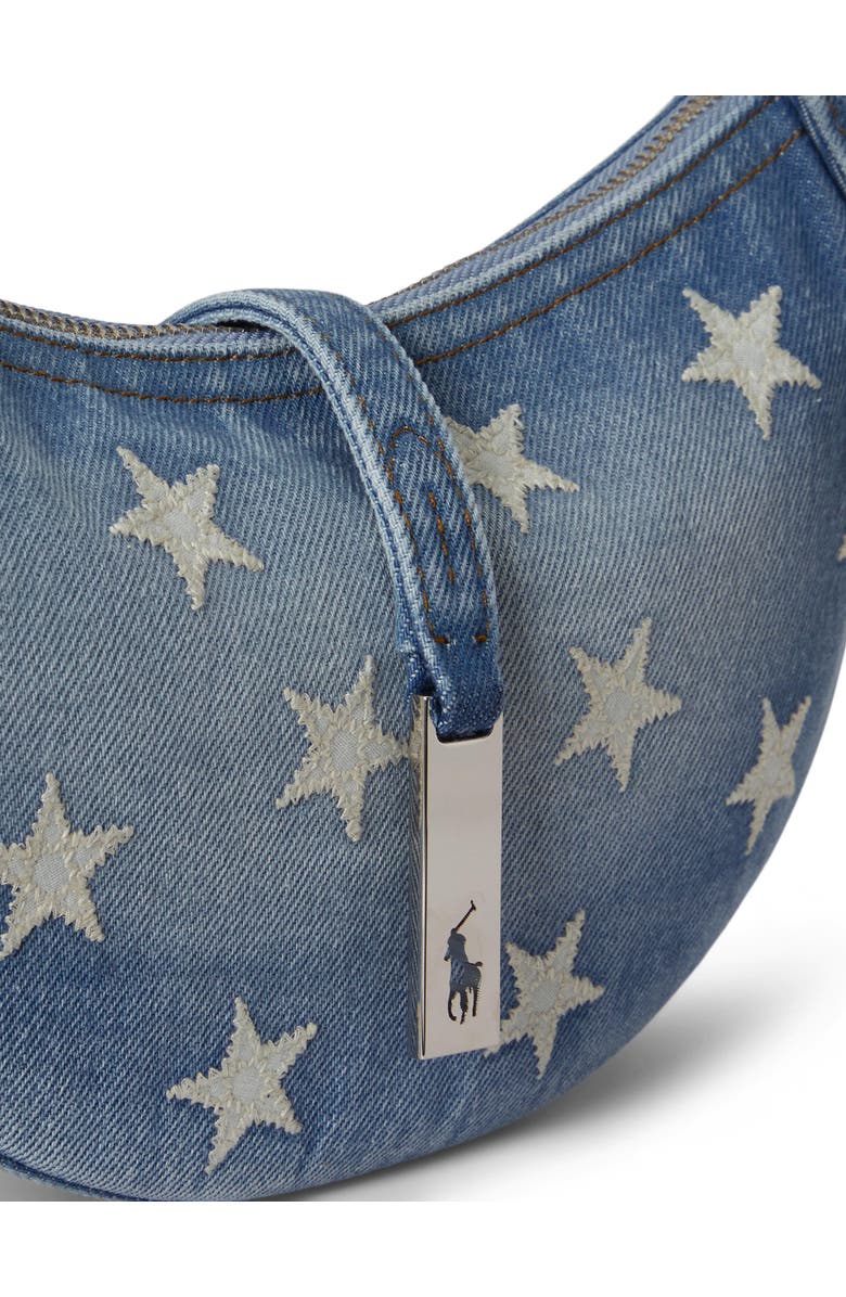 Polo Ralph Lauren Mini Polo ID Star Print Denim Shoulder Bag, Alternate, color, Helena Wash