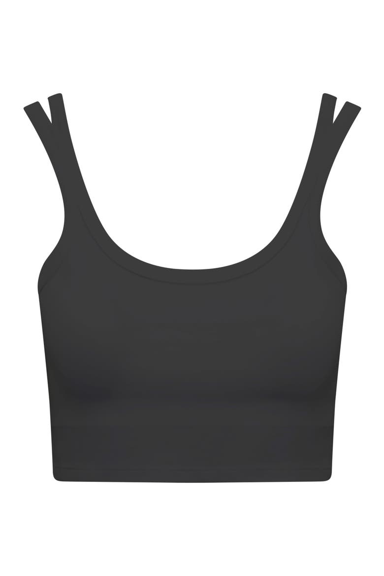The Organic Cotton Cropped Tank, Alternate, color, Black