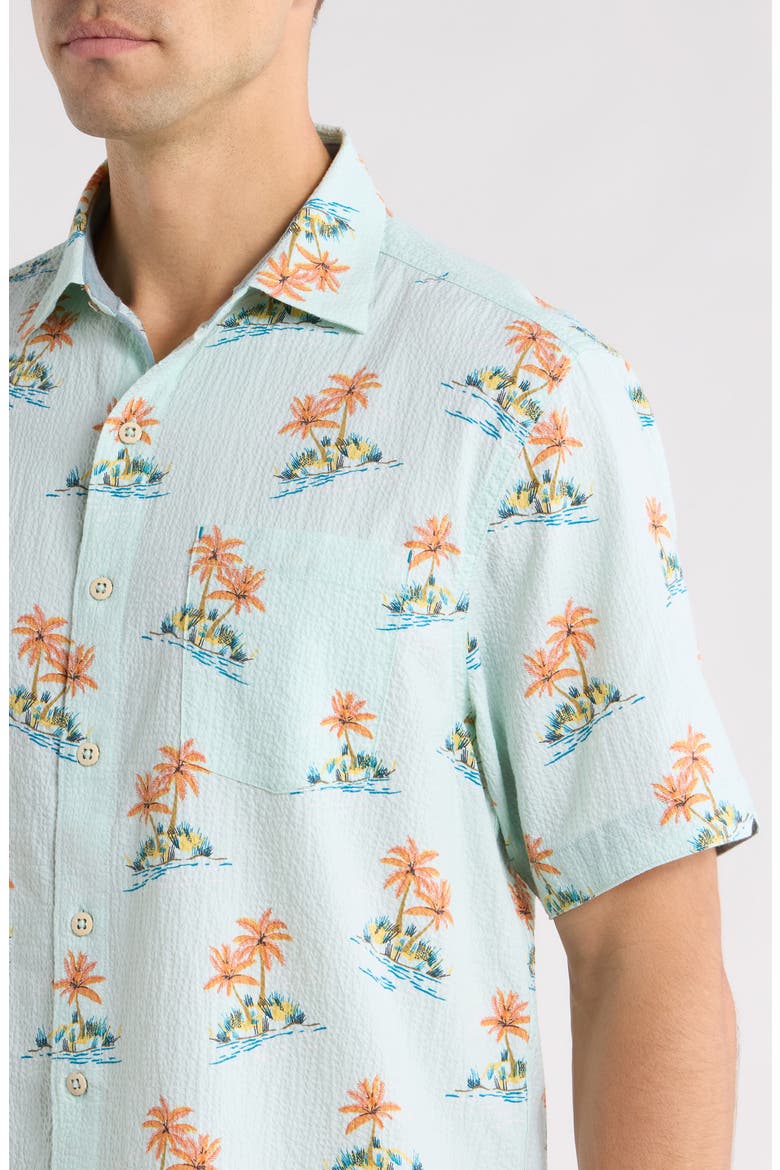 Nova Wave Island Hop Short Sleeve Seersucker Button-Up Shirt, Alternate, color, PALE OPAL
