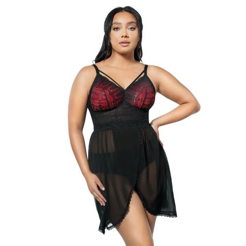 Parfait Plus Mia Lace Wire-free Lace Chemise In Black