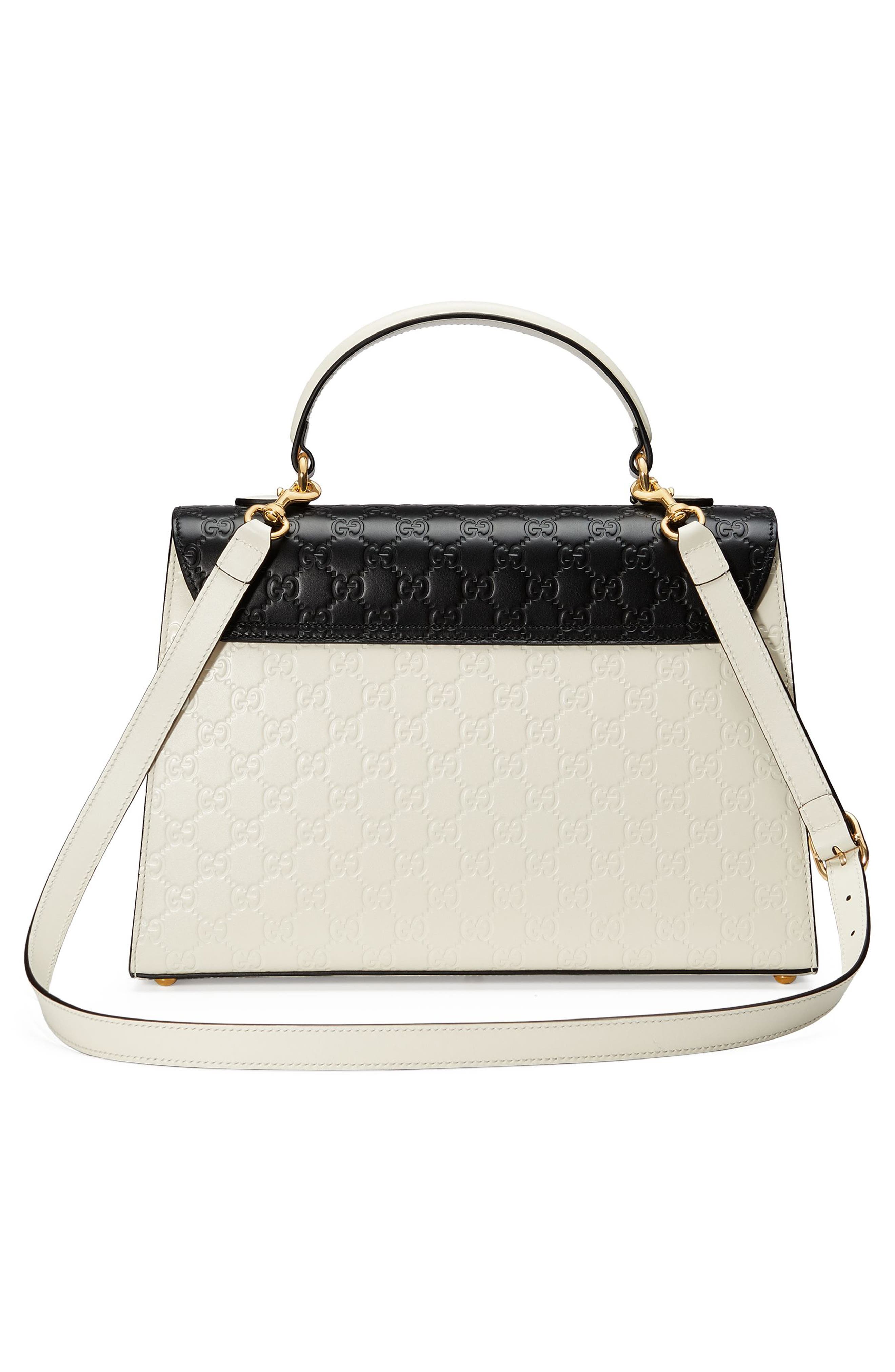 Gucci Medium Padlock Top Handles Signature Leather Satchel, Alternate, color, 