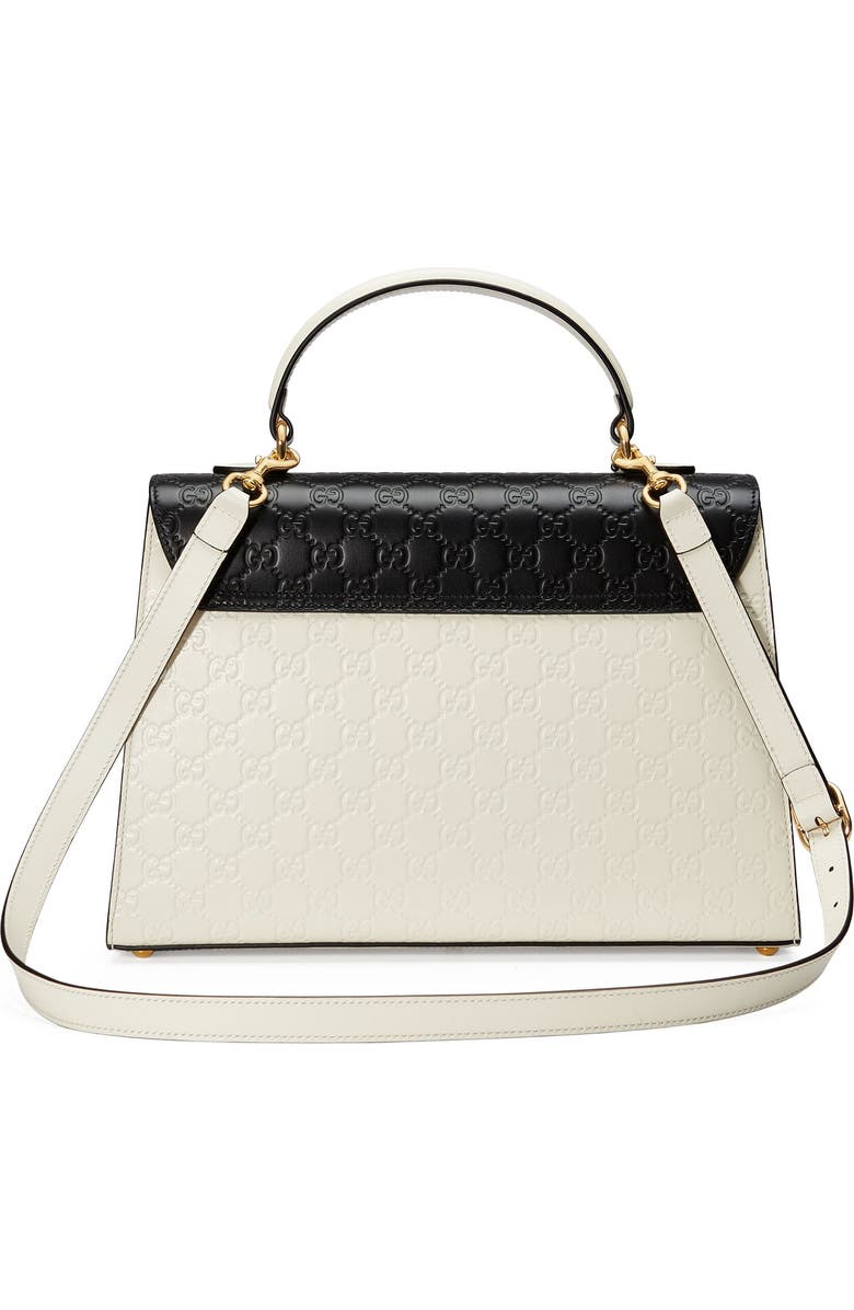 Gucci Medium Padlock Top Handles Signature Leather Satchel, Alternate, color,