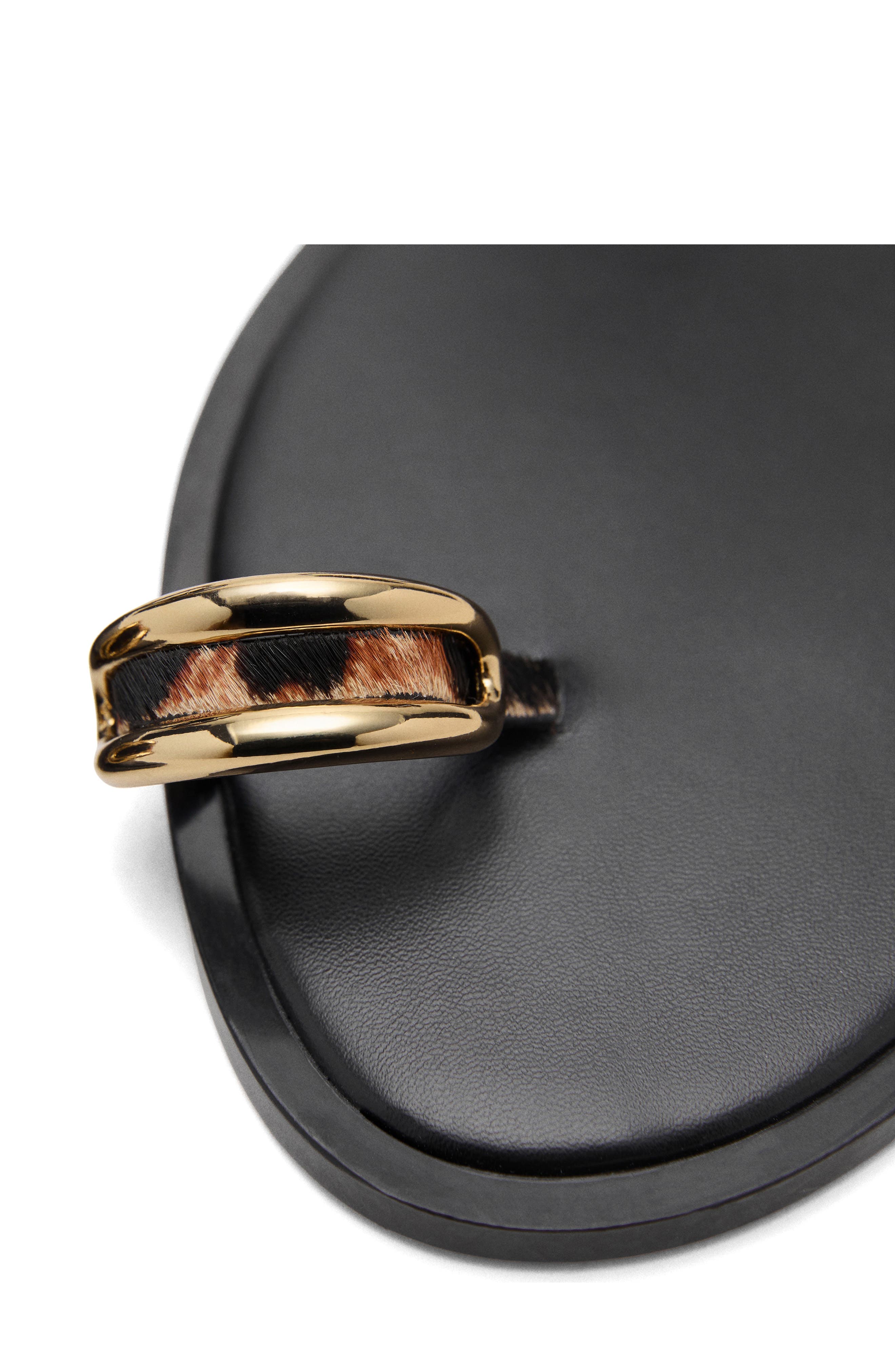 MANGO Genuine Calf Hair Ankle Strap Sandal, Alternate, color, Black