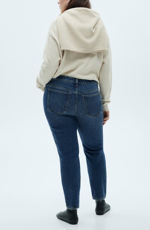 Mango Mom2000 High Waist Straight Leg Jeans In Dark Blue