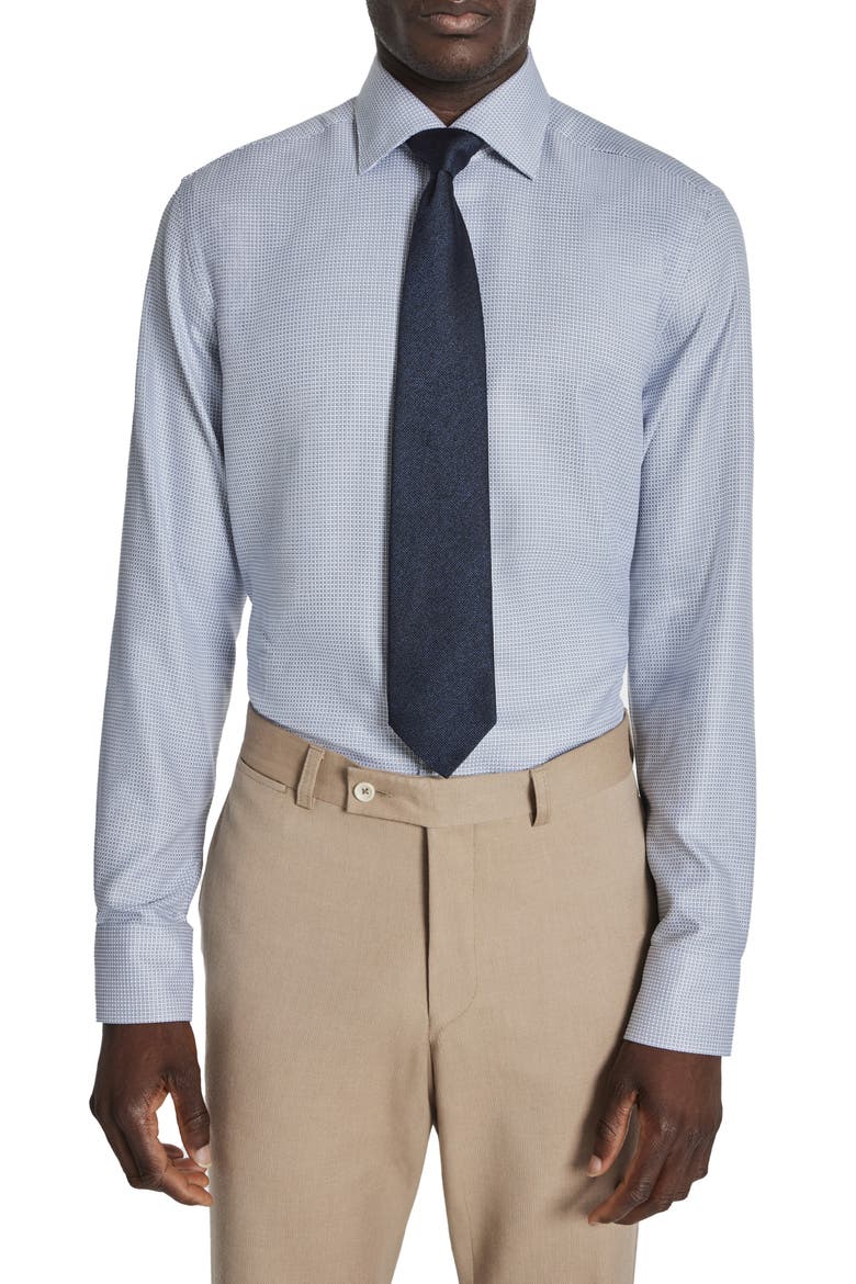 Grosvenor Basket Weave Dress Shirt, Alternate, color, NAVY