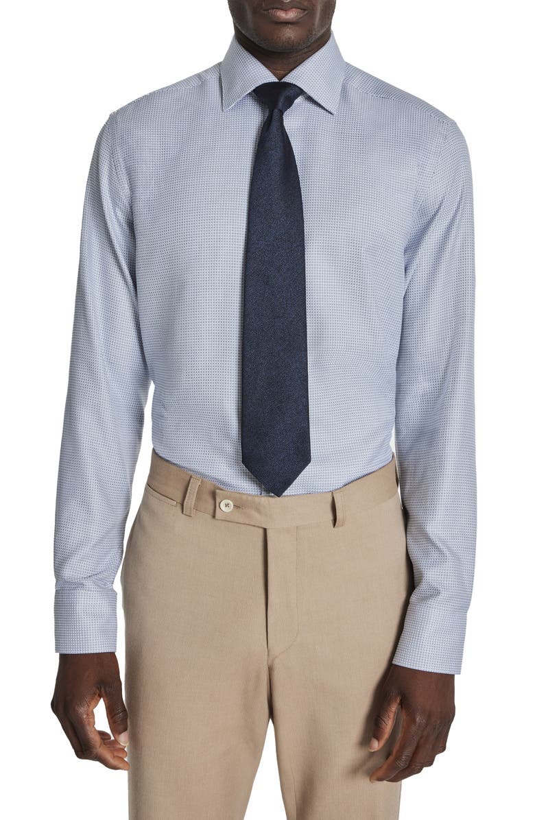 Jack Victor Grosvenor Basket Weave Dress Shirt, Alternate, color, Navy