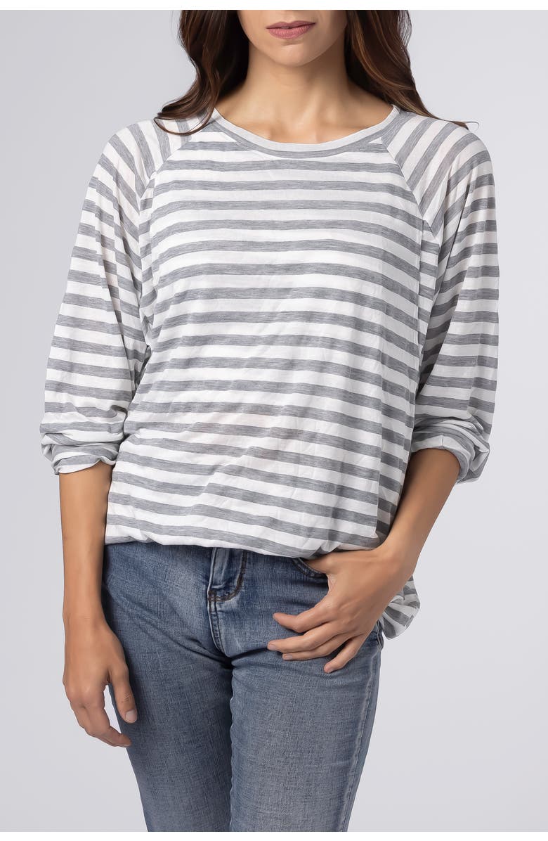 BUN Maternity Nursing Apparel Softie Nursing T Shirt Long Sleeve, Alternate, color, Gray And White Stripe