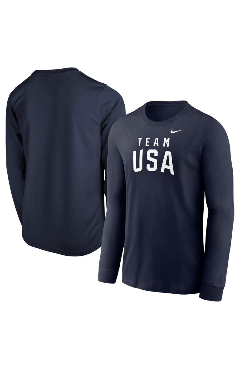 Nike Youth Nike Navy Team USA Legend Long Sleeve T-Shirt, Main, color, Navy