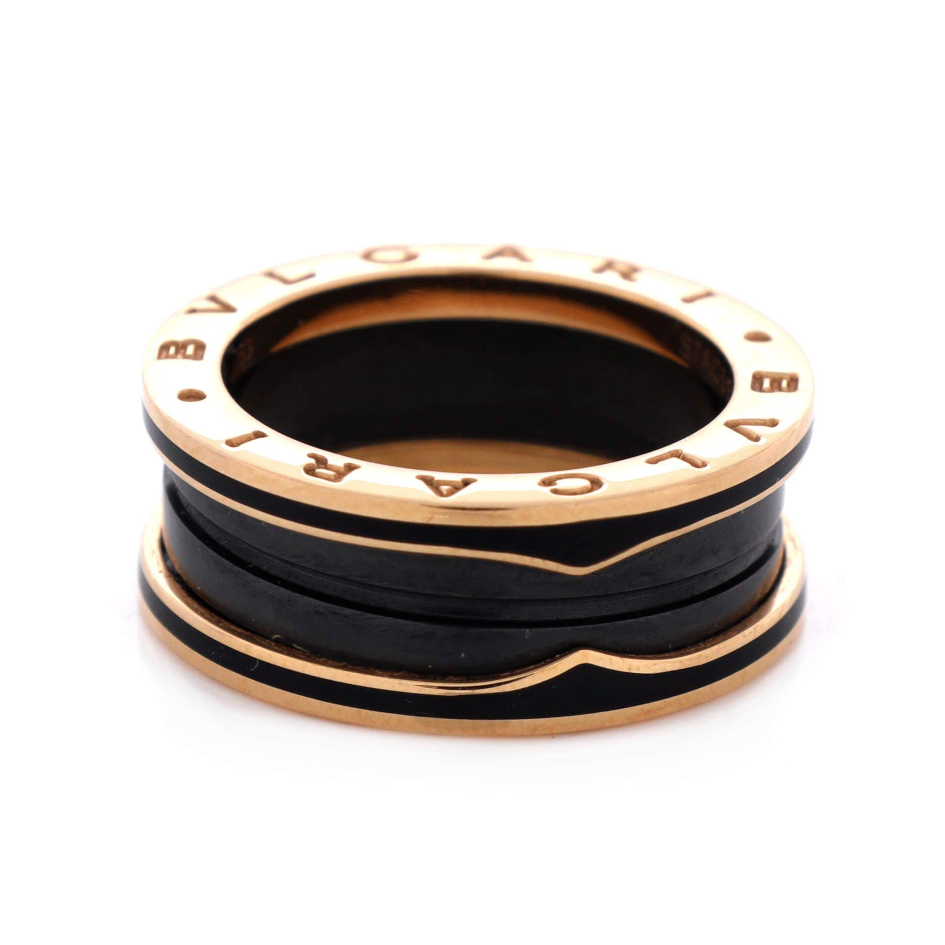 B.Zero1 Two Band Ring 18K Rose Gold and Matte Ceramic, Alternate, color, Metallic Gold