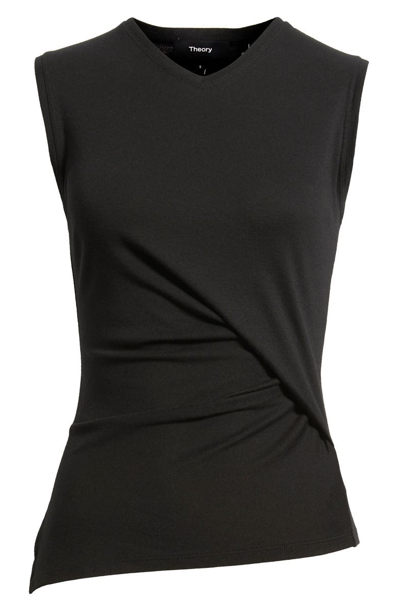 Theory Side Twist Modal & Pima Cotton Tank, Alternate, color, Black