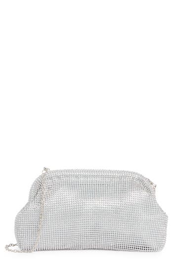 Jessica Mcclintock Kiana Rhinestone Frame Top Clutch In Silver