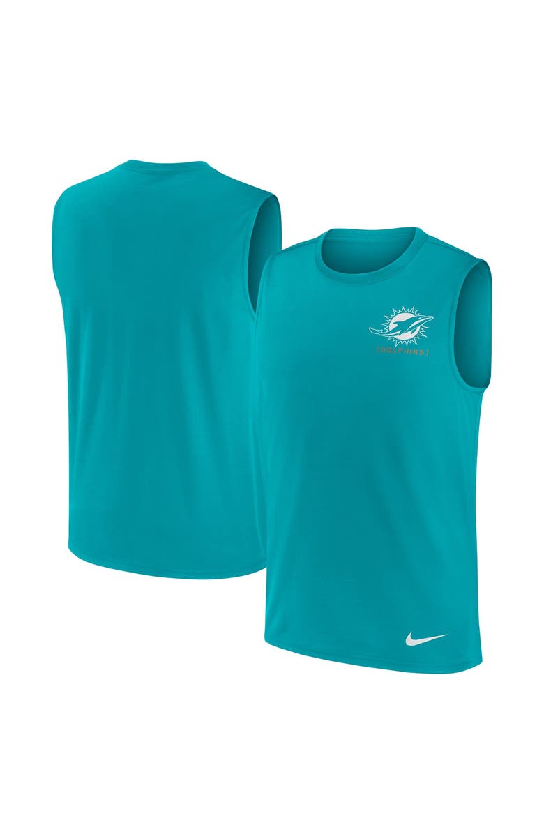 Nike Men's Nike Aqua Miami Dolphins Muscle Tank Top, Main, color,