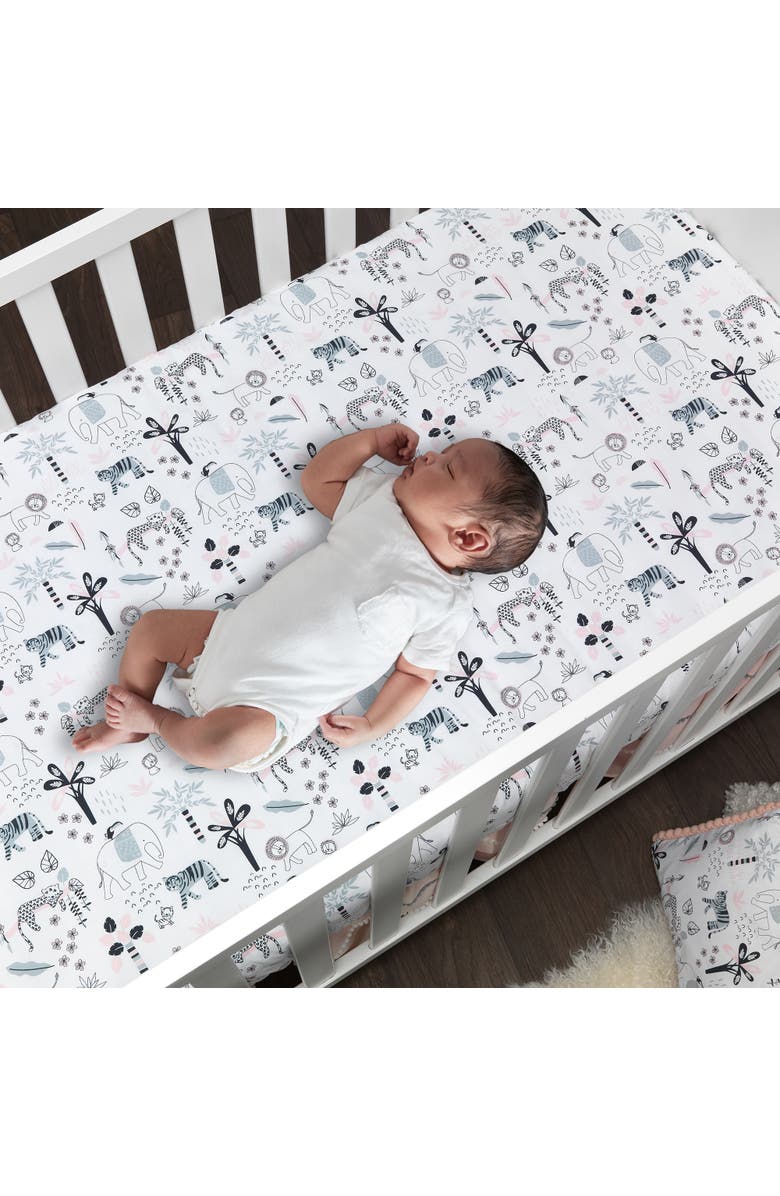 Lambs & Ivy Happy Jungle Safari Nursery 5-Piece Crib Bedding Set, Alternate, color, Pink