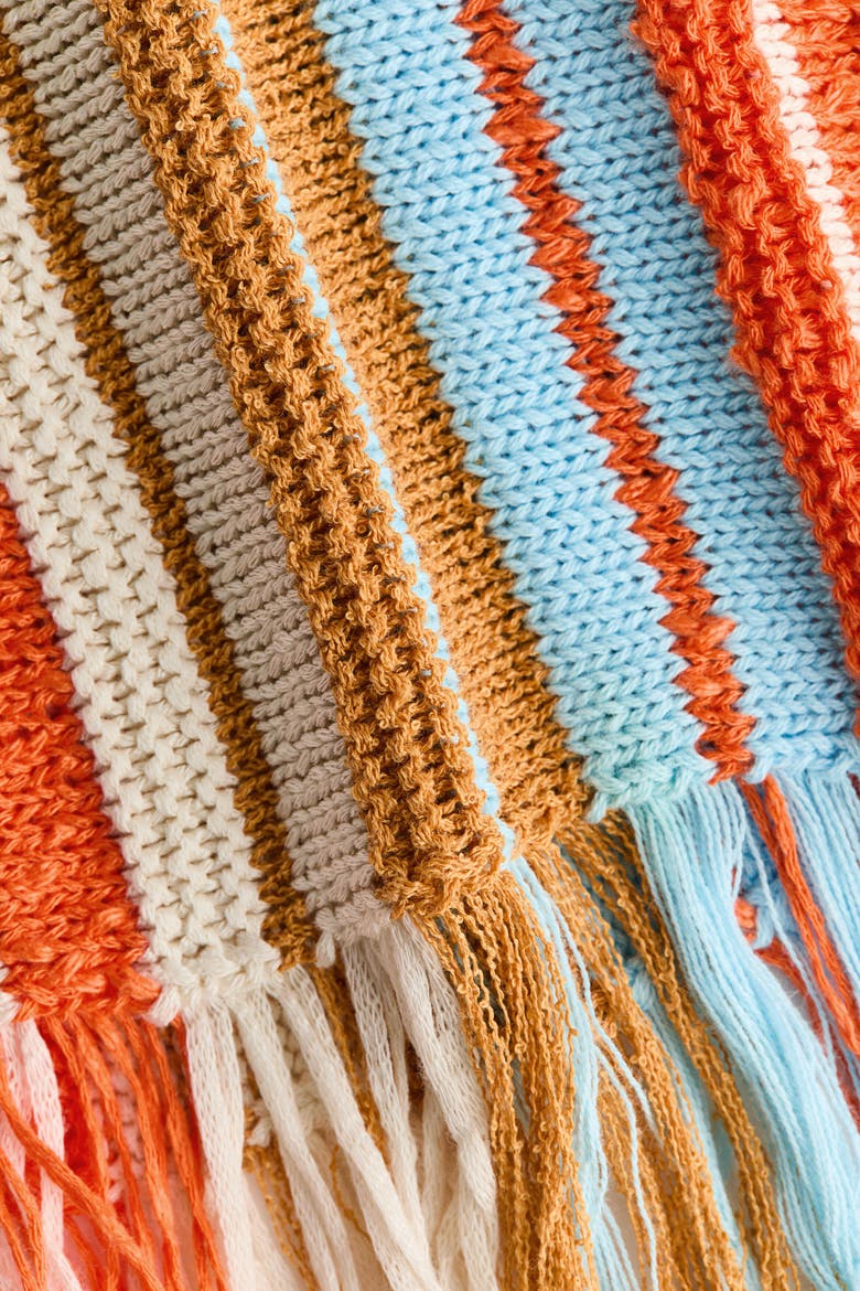 Fringed Knitted Top, Alternate, color, Orange/striped