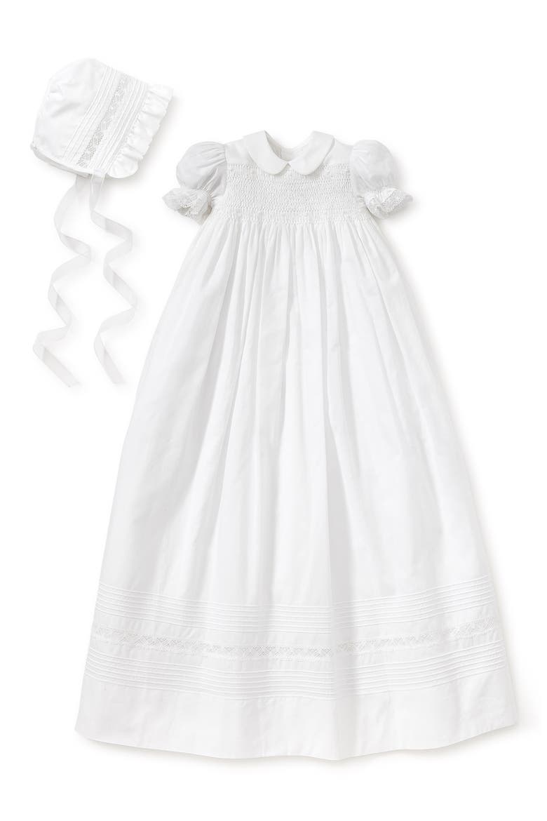 Silene Christening Gown & Bonnet Set, Main, color, WHITE