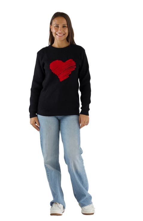 Love Note Embroidered Red Heart Sweater