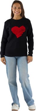 Mia Belle Girls Love Note Embroidered Red Heart Sweater