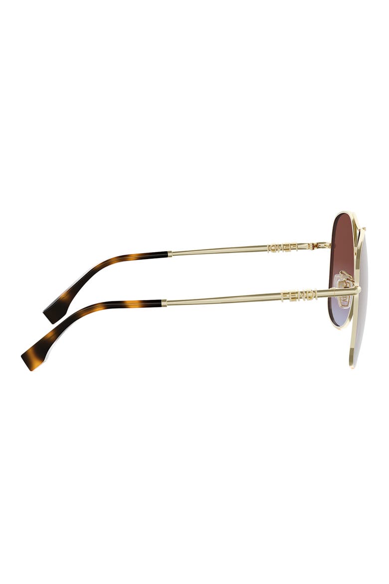 Fendigraphy 61mm Gradient Pilot Sunglasses, Alternate, color, SHINY ENDURA GOLD / BORDEAUX